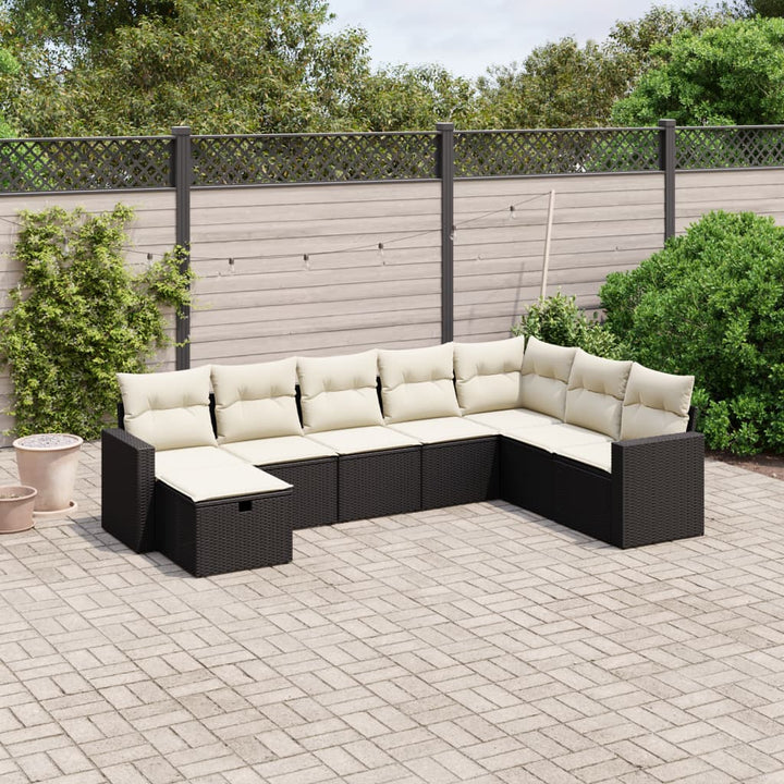 sofasæt til haven 8 dele med hynder polyrattan sort