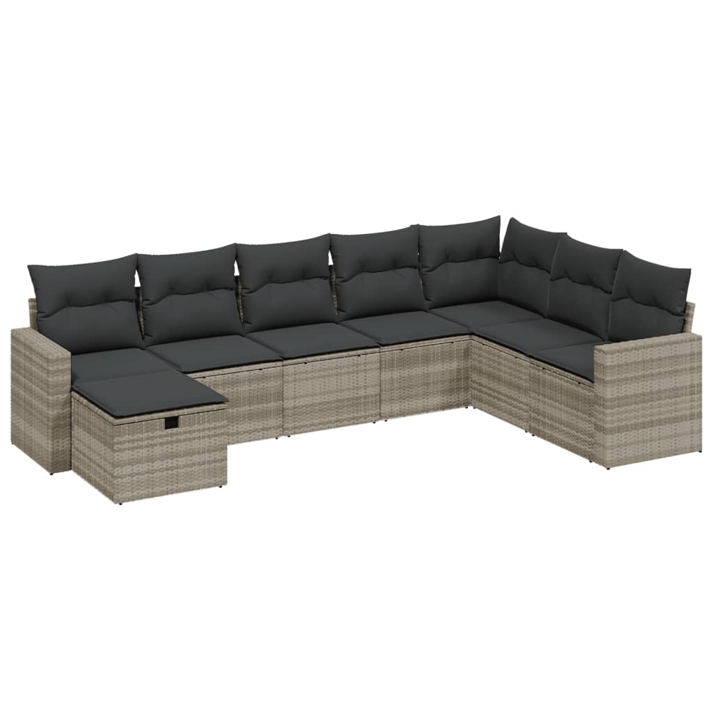 sofasæt til haven 8 dele med hynder polyrattan lysegrå
