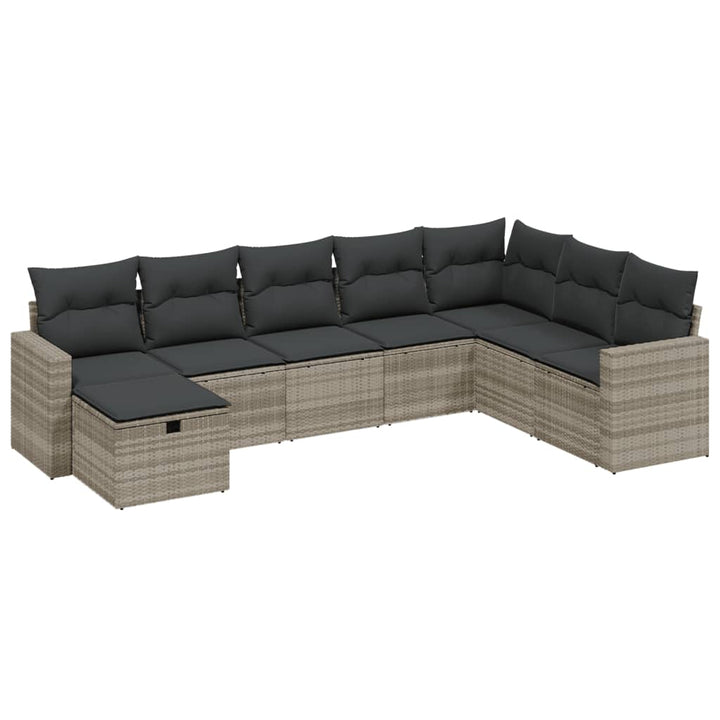 sofasæt til haven 8 dele med hynder polyrattan lysegrå