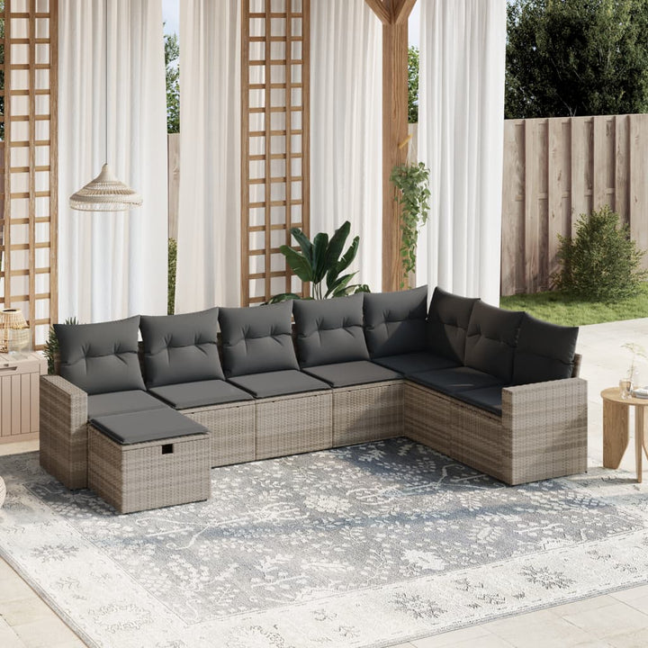 sofasæt til haven 8 dele med hynder polyrattan lysegrå