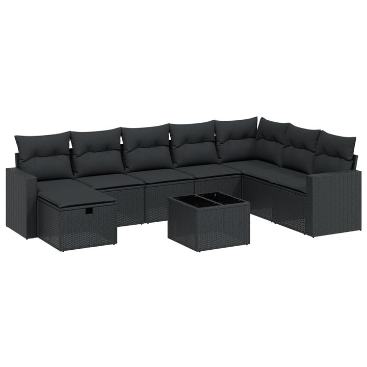 sofasæt til haven 9 dele med hynder polyrattan sort