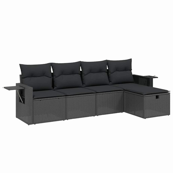 sofasæt til haven 5 dele med hynder polyrattan sort