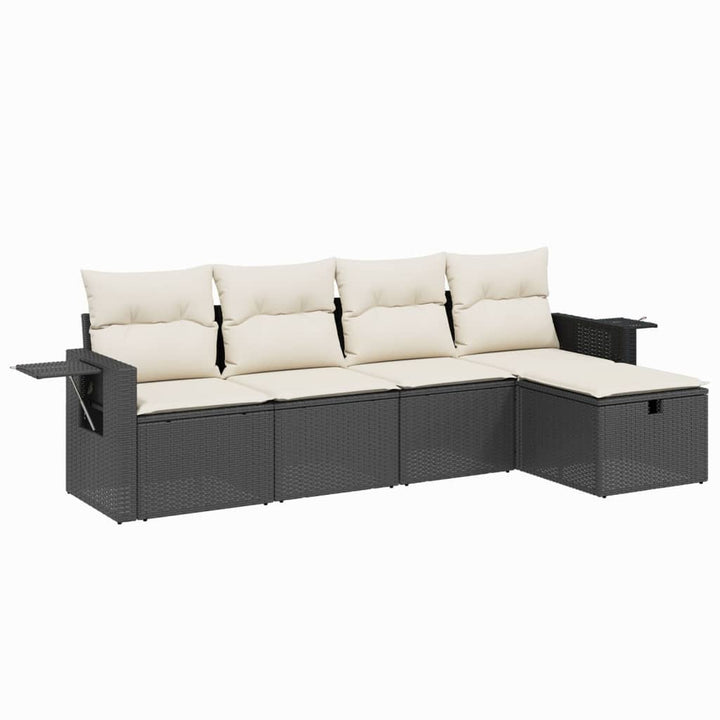 sofasæt til haven 5 dele med hynder polyrattan sort