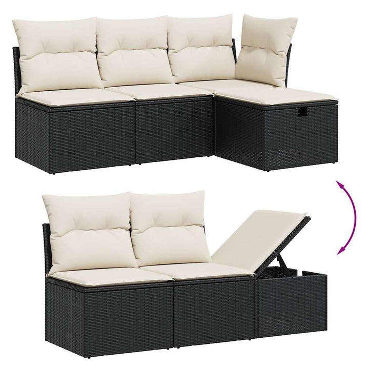 sofasæt til haven 5 dele med hynder polyrattan sort
