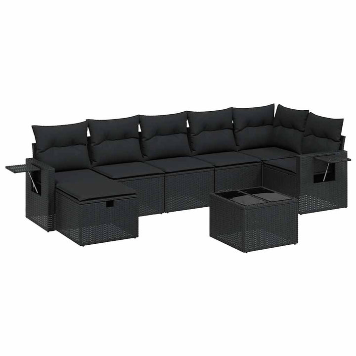 sofasæt til haven 8 dele med hynder polyrattan sort