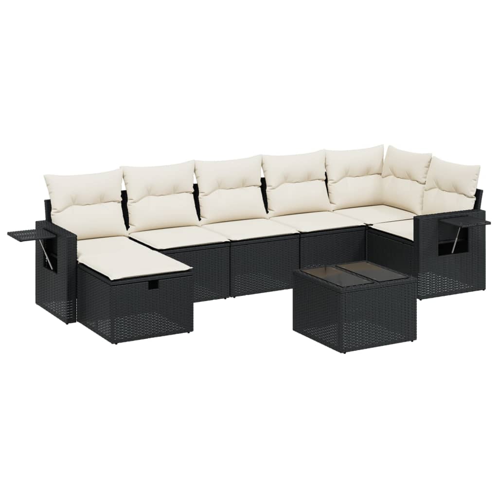 sofasæt til haven 8 dele med hynder polyrattan sort