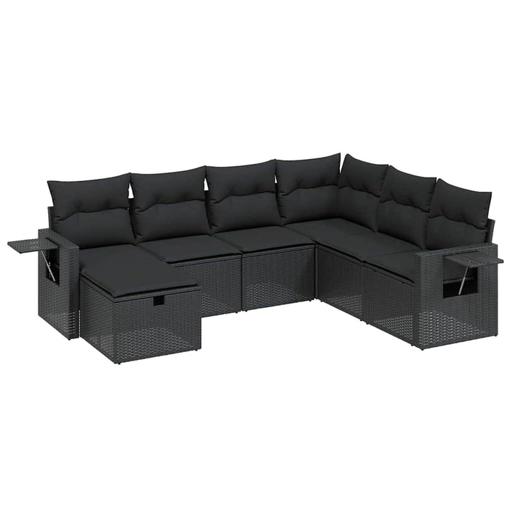 sofasæt til haven 7 dele med hynder polyrattan sort