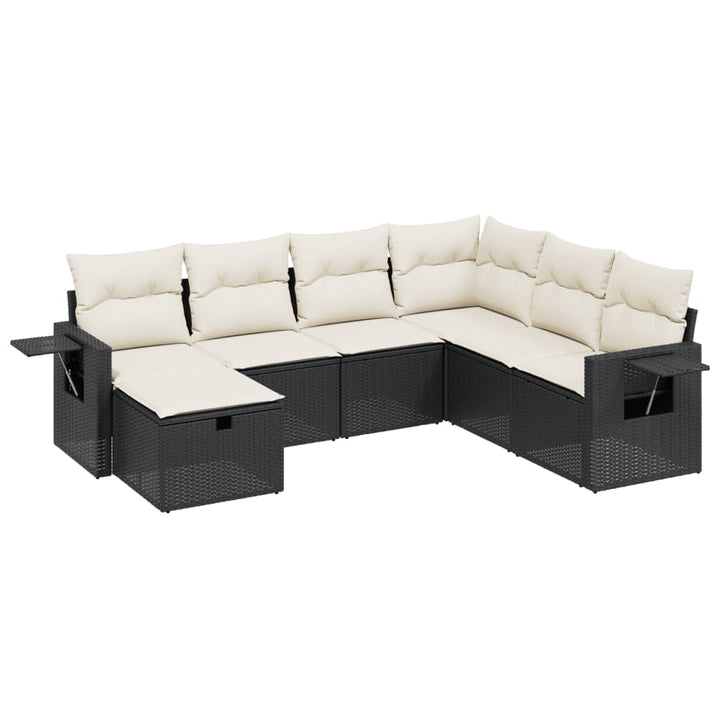 sofasæt til haven 7 dele med hynder polyrattan sort