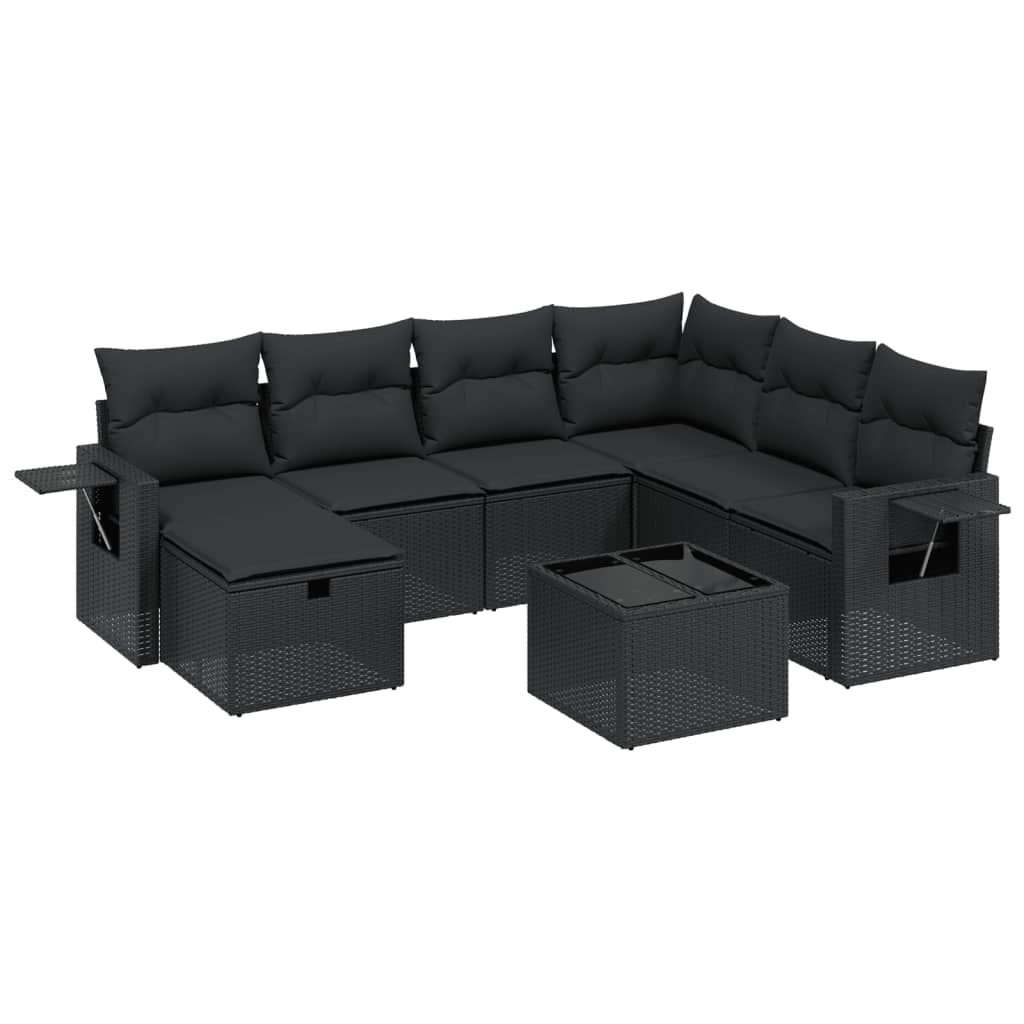 sofasæt til haven 8 dele med hynder polyrattan sort