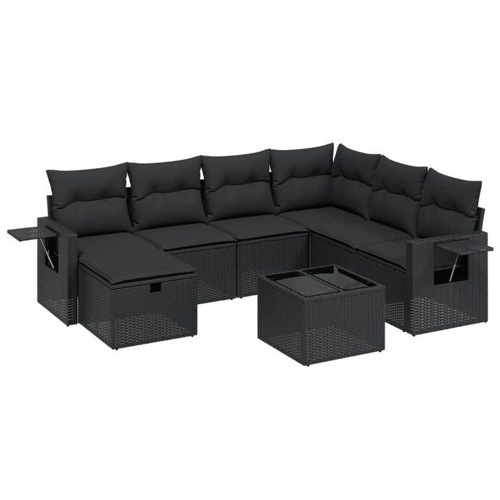 sofasæt til haven 8 dele med hynder polyrattan sort