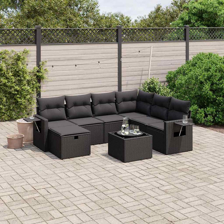 sofasæt til haven 8 dele med hynder polyrattan sort