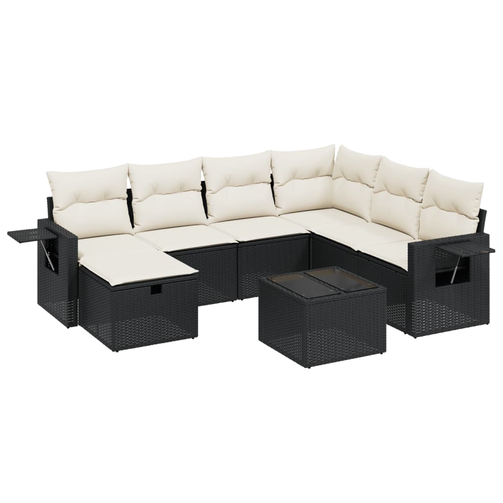 sofasæt til haven 8 dele med hynder polyrattan sort