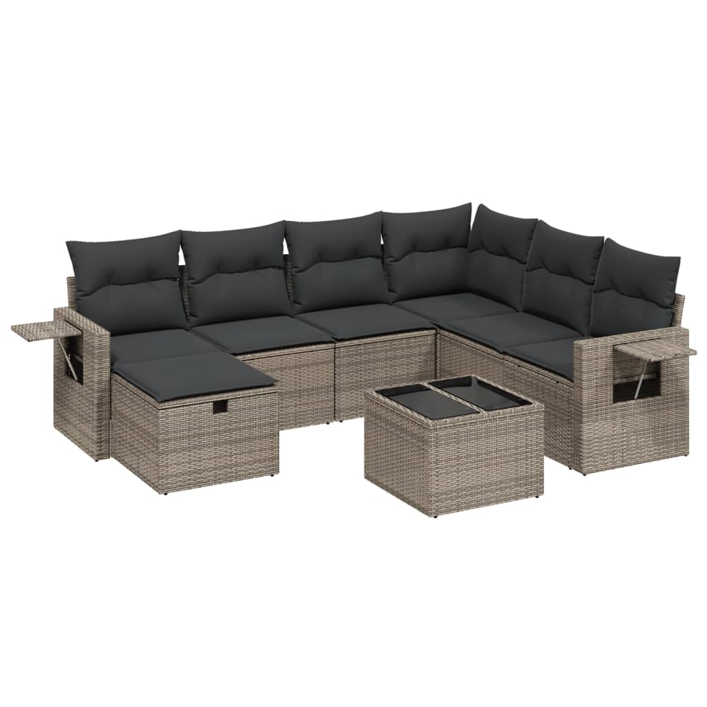 sofasæt til haven 8 dele med hynder polyrattan grå