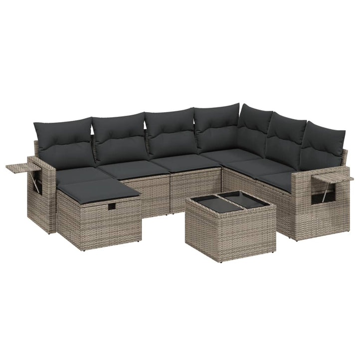 sofasæt til haven 8 dele med hynder polyrattan grå