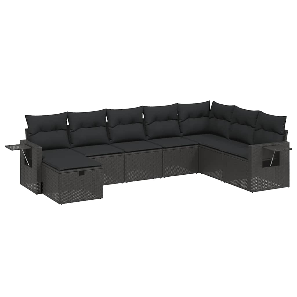 sofasæt til haven 8 dele med hynder polyrattan sort
