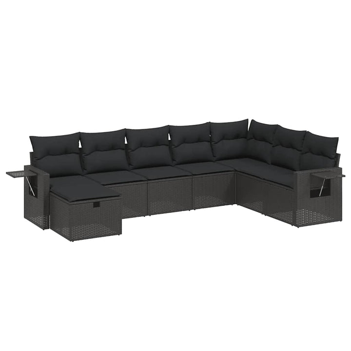 sofasæt til haven 8 dele med hynder polyrattan sort
