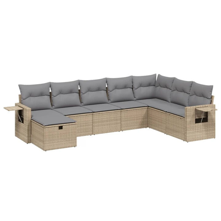 havesofasæt 8 dele med hynder polyrattan beige