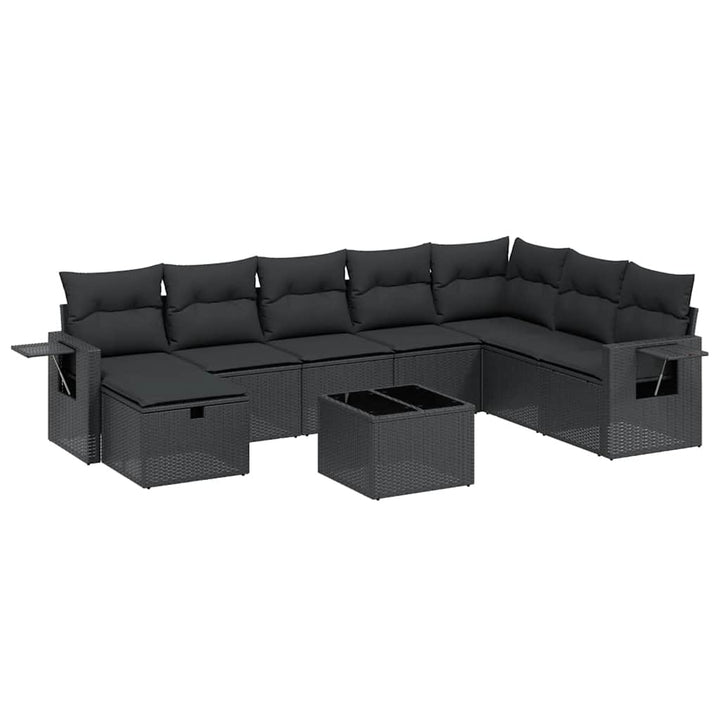 sofasæt til haven 9 dele med hynder polyrattan sort
