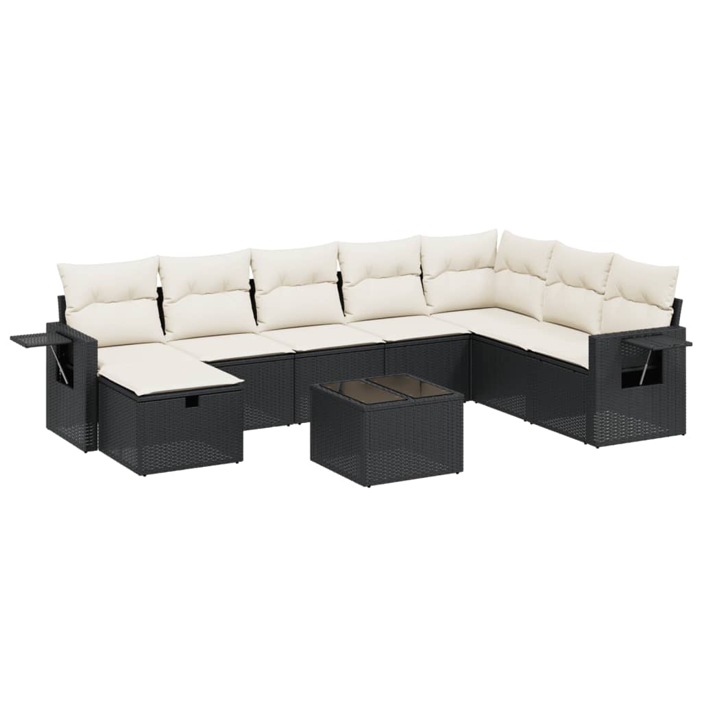 sofasæt til haven 9 dele med hynder polyrattan sort