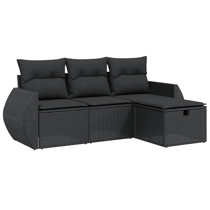 sofasæt til haven 4 dele med hynder polyrattan sort
