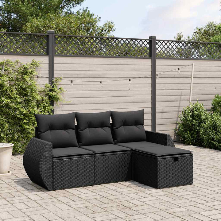sofasæt til haven 4 dele med hynder polyrattan sort
