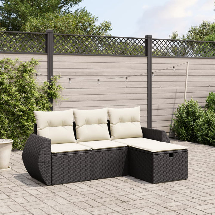 sofasæt til haven 4 dele med hynder polyrattan sort