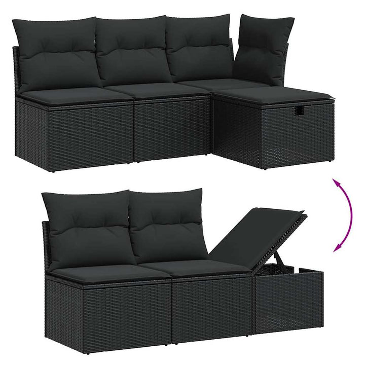 sofasæt til haven 7 dele med hynder polyrattan sort