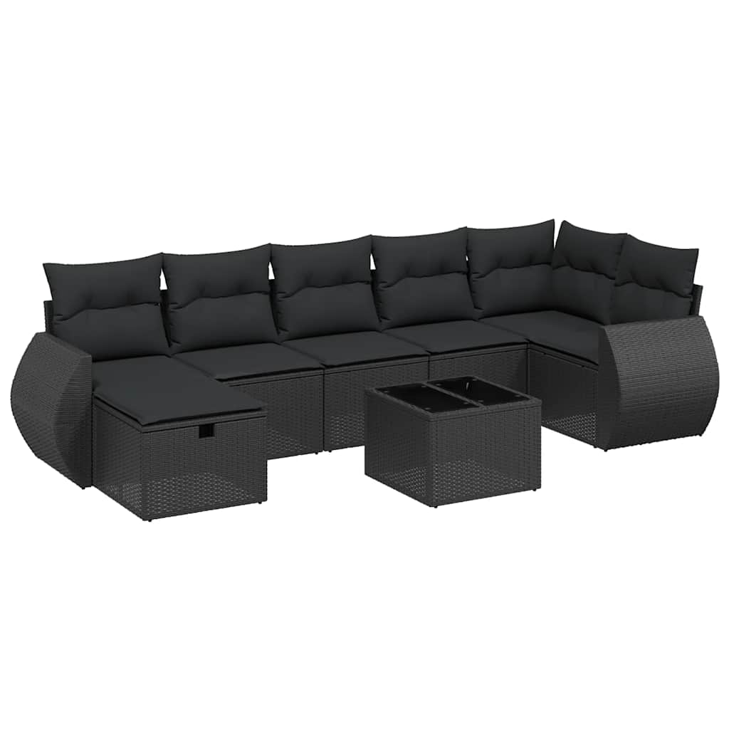 sofasæt til haven 8 dele med hynder polyrattan sort