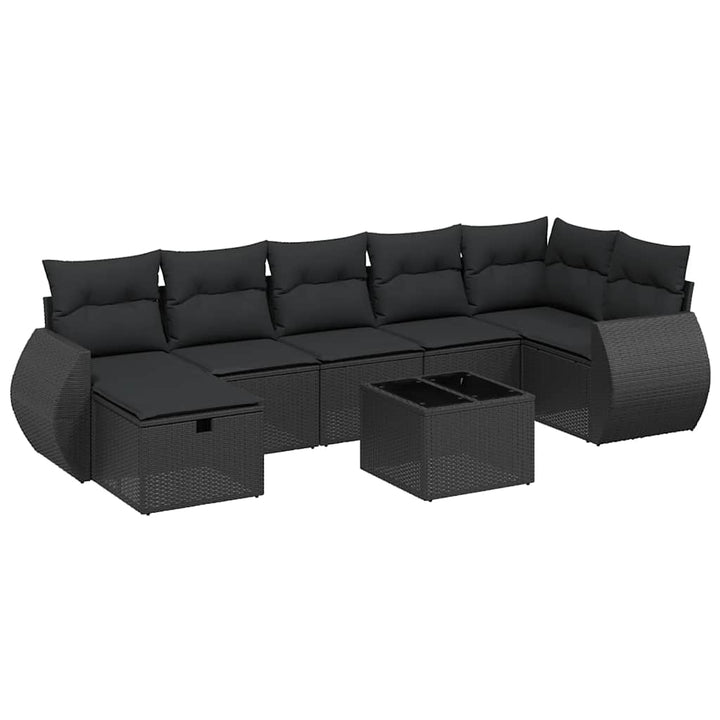 sofasæt til haven 8 dele med hynder polyrattan sort