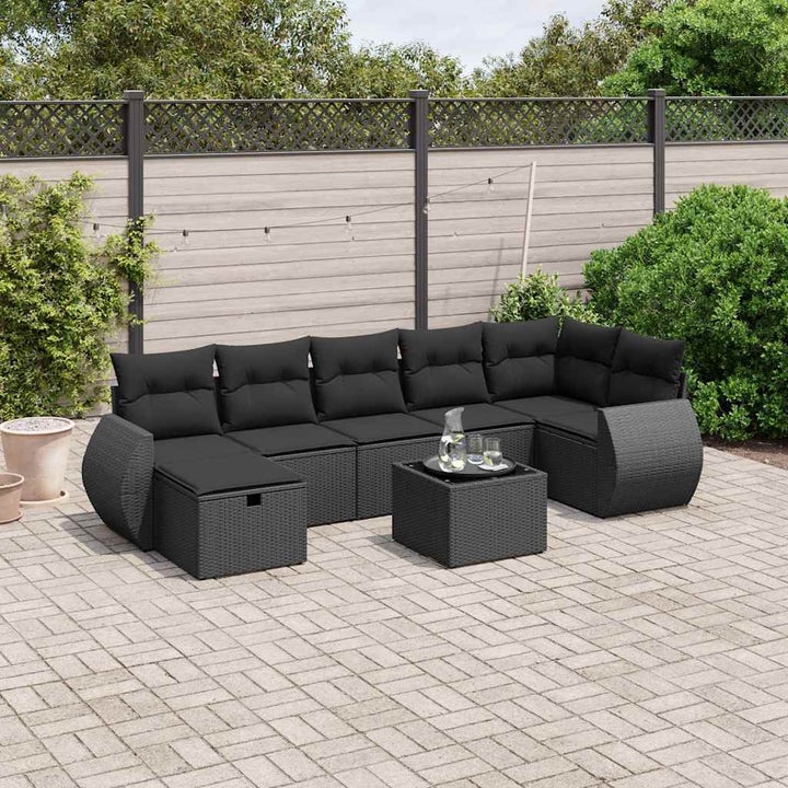 sofasæt til haven 8 dele med hynder polyrattan sort