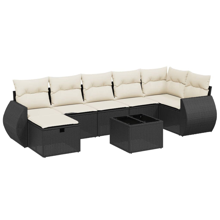 sofasæt til haven 8 dele med hynder polyrattan sort