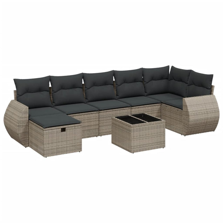 sofasæt til haven 8 dele med hynder polyrattan grå