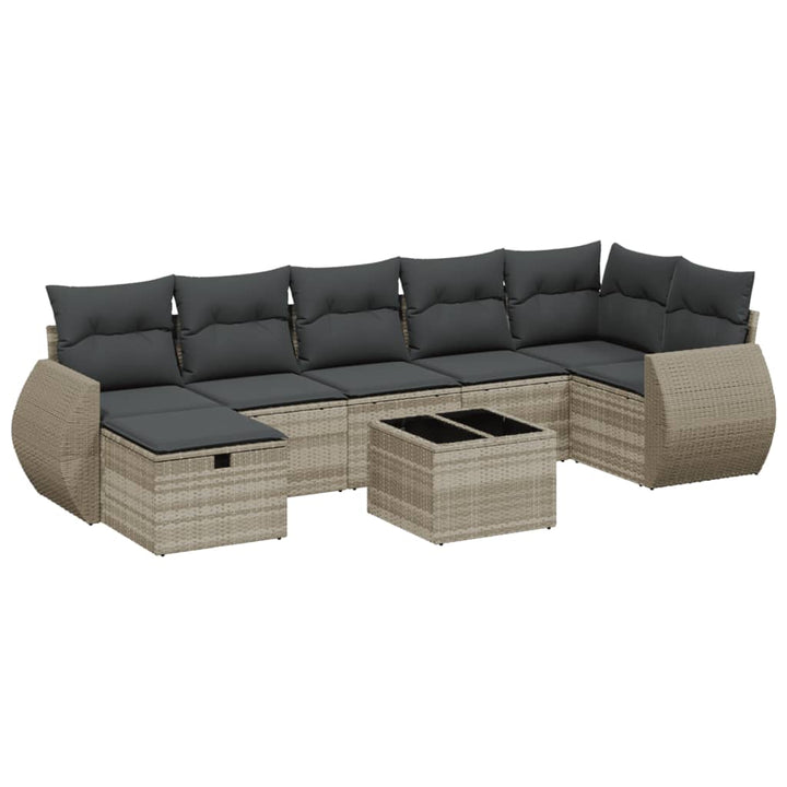 sofasæt til haven 8 dele med hynder polyrattan lysegrå
