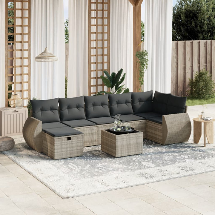 sofasæt til haven 8 dele med hynder polyrattan lysegrå