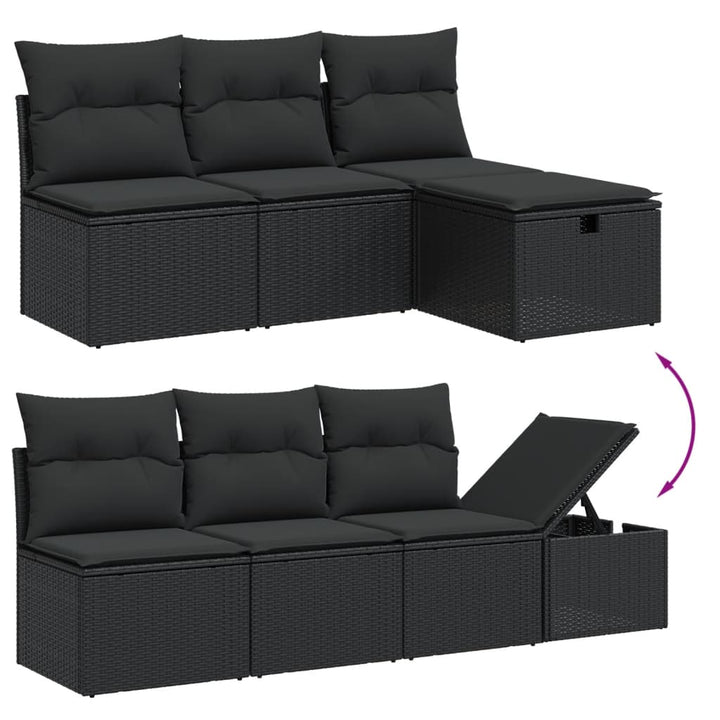 sofasæt til haven 7 dele med hynder polyrattan sort