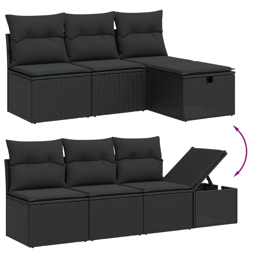 sofasæt til haven 7 dele med hynder polyrattan sort