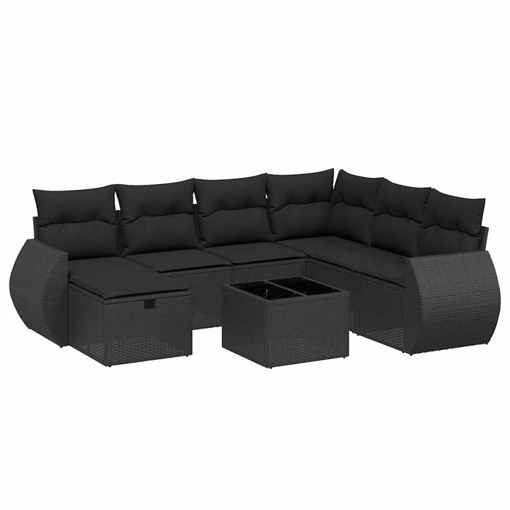 sofasæt til haven 8 dele med hynder polyrattan sort