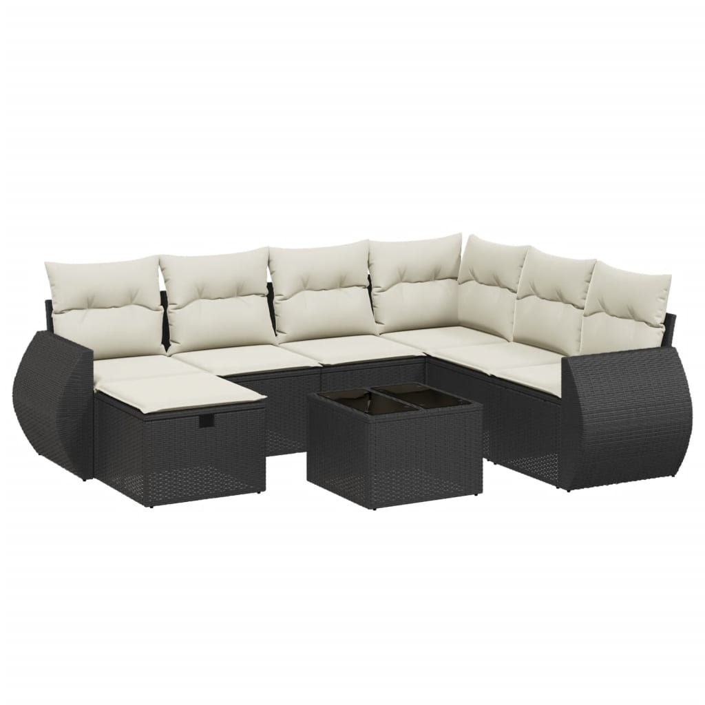 sofasæt til haven 8 dele med hynder polyrattan sort