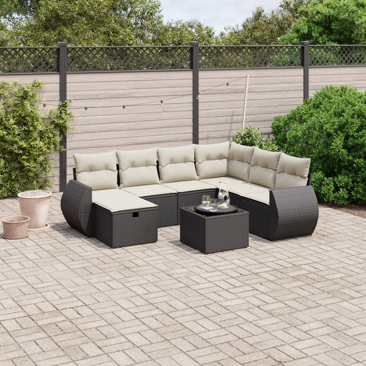 sofasæt til haven 8 dele med hynder polyrattan sort