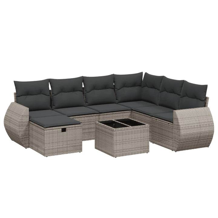 sofasæt til haven 8 dele med hynder polyrattan grå
