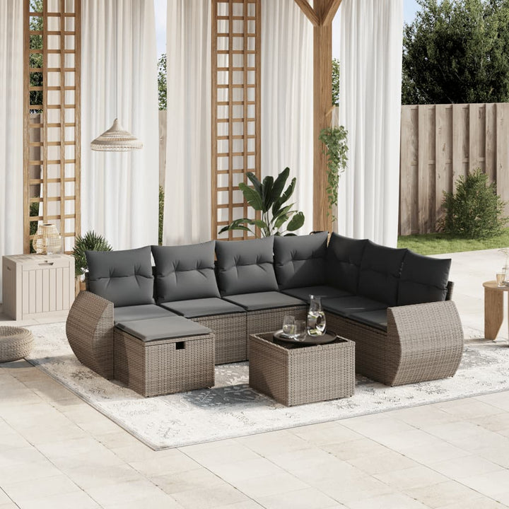 sofasæt til haven 8 dele med hynder polyrattan grå