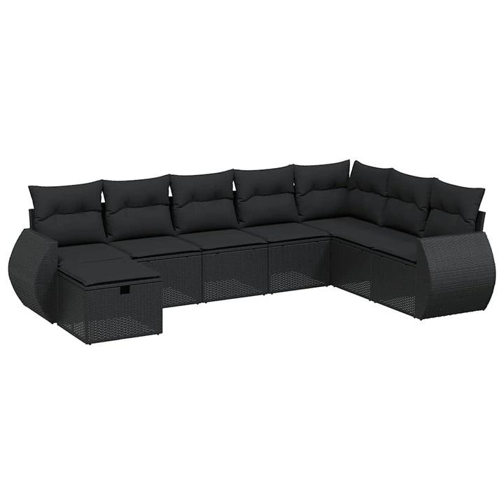 sofasæt til haven 8 dele med hynder polyrattan sort