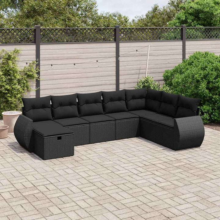 sofasæt til haven 8 dele med hynder polyrattan sort