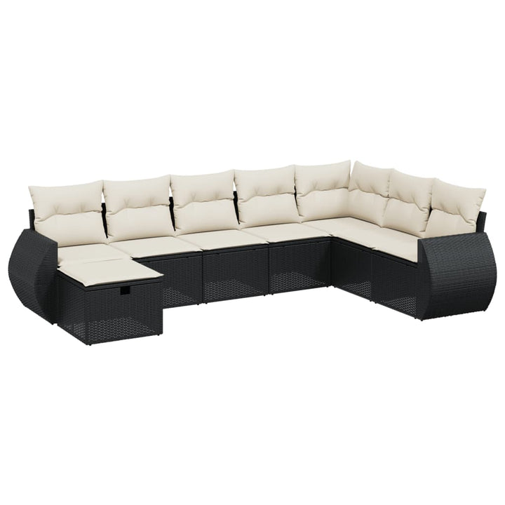 sofasæt til haven 8 dele med hynder polyrattan sort