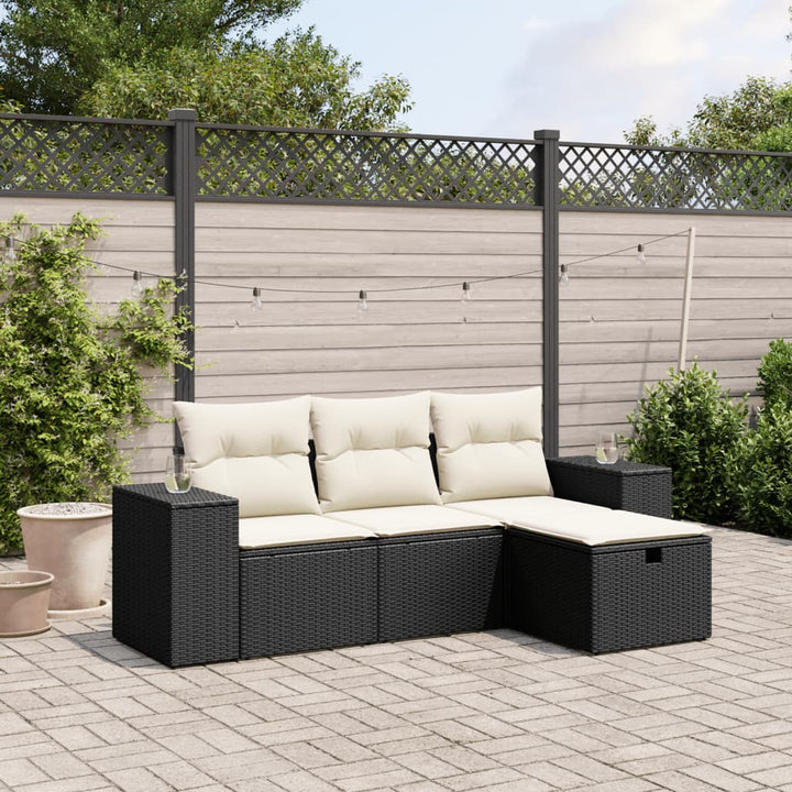 sofasæt til haven 4 dele med hynder polyrattan sort