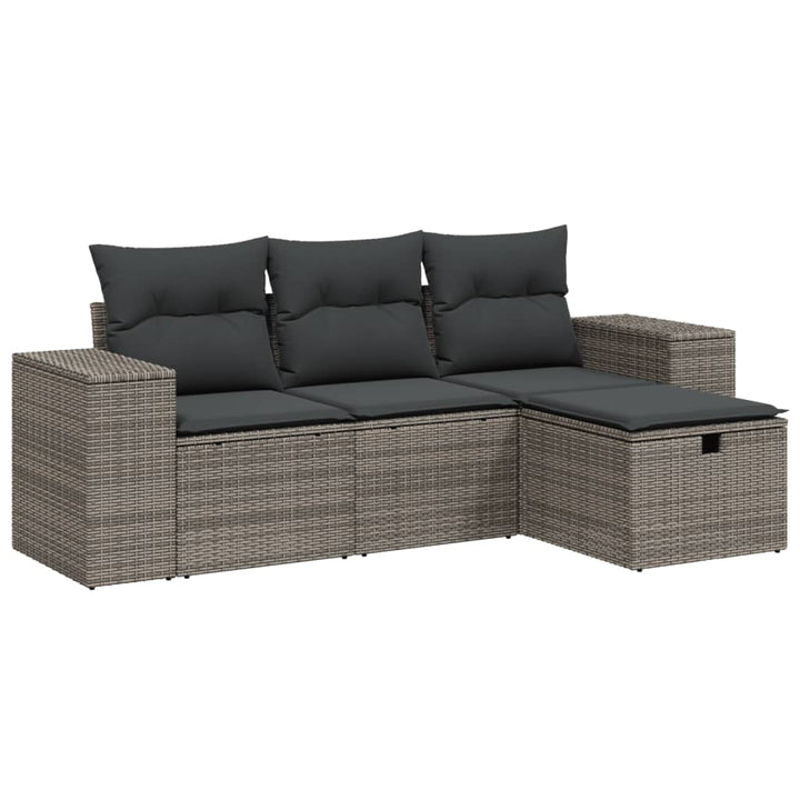 sofasæt til haven 4 dele med hynder polyrattan grå