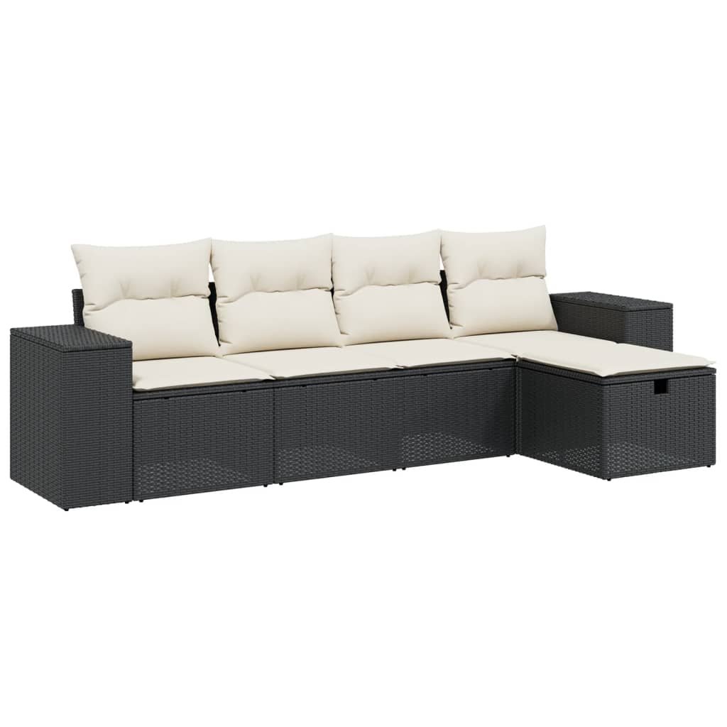 sofasæt til haven 5 dele med hynder polyrattan sort