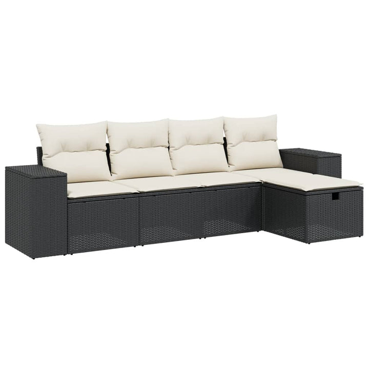 sofasæt til haven 5 dele med hynder polyrattan sort