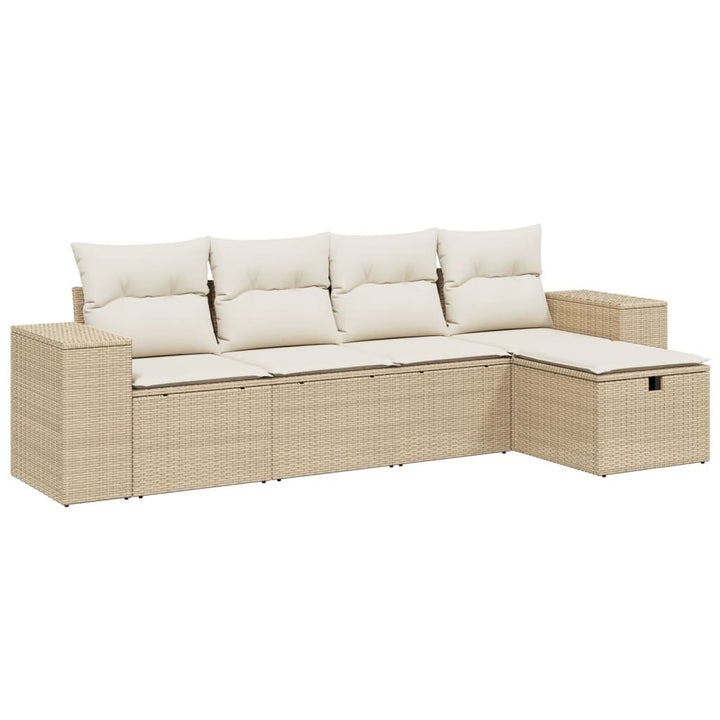 sofasæt til haven 5 dele med hynder polyrattan beige