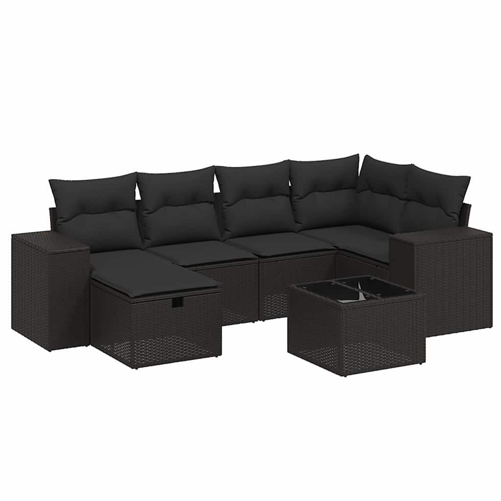 sofasæt til haven 7 dele med hynder polyrattan sort